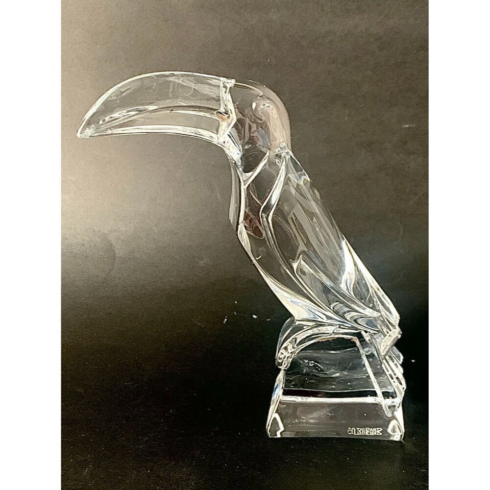 Toucan Lead Crystal Figurine Signed JG Durand France Paperweight